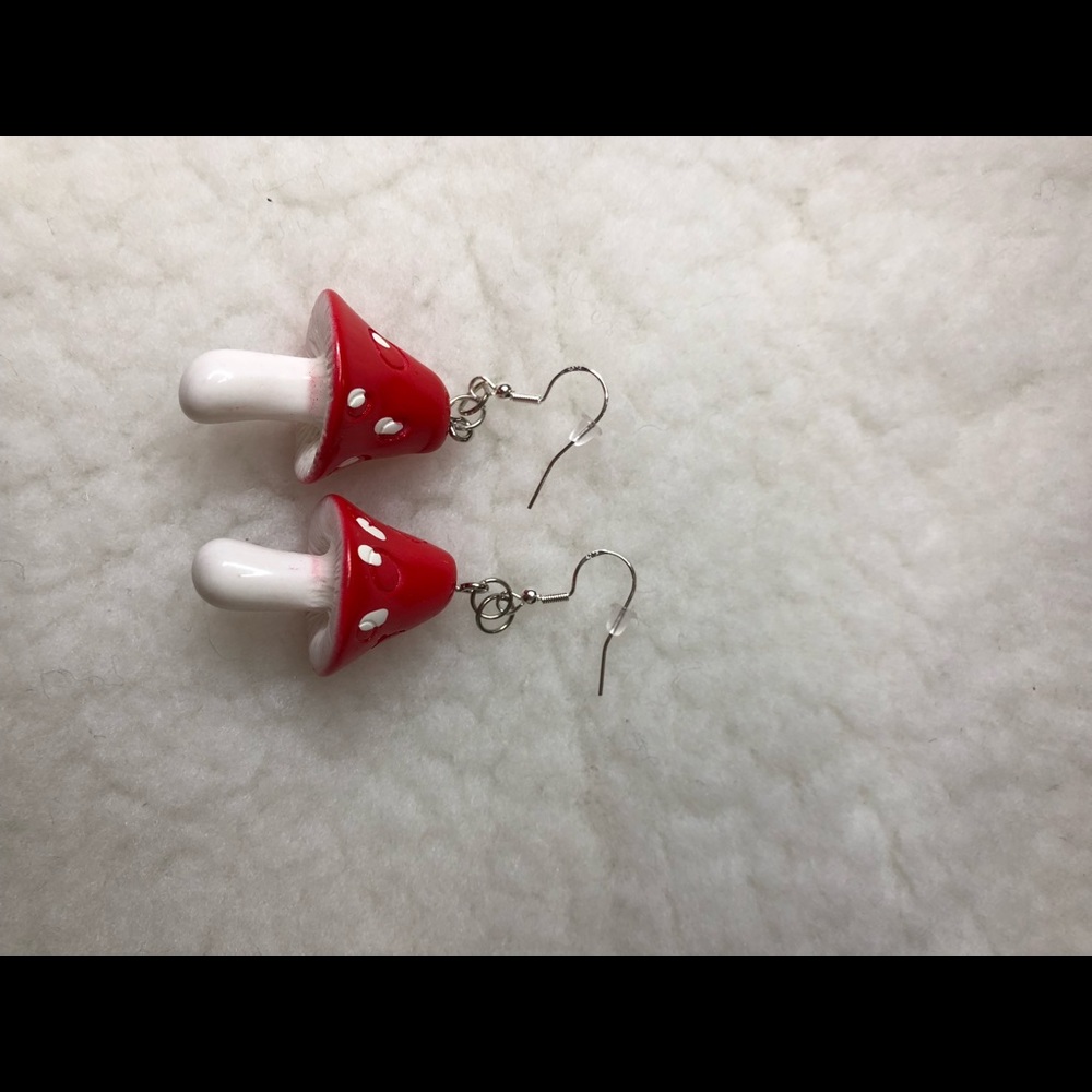 Handmade mushroom earrings cottage core dangle earrings